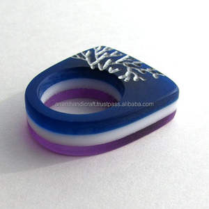 Wholesale Customized Best Quality Handcrafted High Polished Beautiful Colorful Fashion <b>Resin</b> Ring for Women Handmade in India - Product Image 3