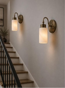 Traditional Brass Wall Sconce With Marble Shade Rectangle Indoor Home Decor Fixture For Bedroom - Product Image 5