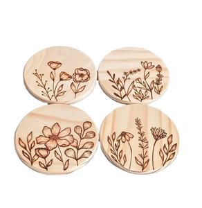 Sous-verre rond en bois de mandala de designer, découpé au laser, pour le thé, le café, la décoration de la maison, à utiliser sur les tables - Product Image 1