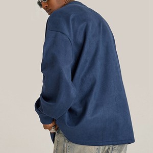 Custom Logo <b>Men's</b> Oversized Long Sleeve Cotton T-<b>Shirt</b> O-Neck Street waar Solid Color Jersey Knit Front Print Custom Logo OEM - Product Image 3