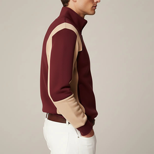 Sudadera con Cierre de Cremallera de un Cuarto, Color Personalizado OEM ODM, 100% Algodón, Gruesa, Oversize, Cuello Alto, Ropa Casual Urbana para Hombre - Product Image 3