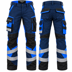 100% Cotton Men's Reflective Safety <b>Work</b> Trousers Customizable Logo <b>Cargo</b> <b>Pants</b> for Construction and Mining - Product Image 1