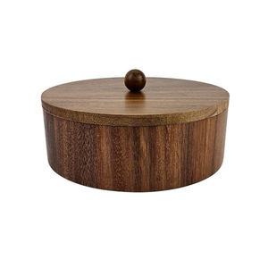 Casserole en bois artisanale avec couvercle en acier inoxydable, design chinois traditionnel, forme ronde, bol chauffe-plats durable - Product Image 1