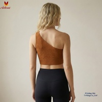 Débardeur de sport asymétrique à une épaule en maille unie, à fort impact, séchage rapide, respirant, pour femme, idéal pour la gym et les activités sportives
