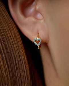 Pendientes de Aro con Diamantes Cultivados en Laboratorio, Estilo Corazón Romántico, Oro Sólido de 14K, Joyería Fina para Enamorados, Regalo de Propuesta - Product Image 1