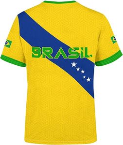Camiseta de Fútbol de Brasil Amarilla, Azul y Verde de Poliéster con Emblema Nacional y Patrón de Estrellas, Ropa Deportiva de Secado Rápido y Duradera - Product Image 3