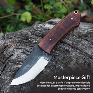 Couteau de chasse de luxe artisanal en acier Damas, lame fixe de 4 pouces à pointe tombante, manche ergonomique en bois, fournisseur OEM - Product Image 5