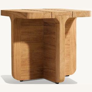 Table d'appoint multifonctionnelle en teck minimaliste moderne - Table d'appoint naturelle unique, adaptée à une utilisation en intérieur ou en extérieur - Product Image 2