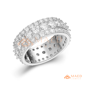 Mens <b>Silver</b> Tone Moissanite Diamond <b>Eternity</b> Band <b>Ring</b> Luxury Hip Hop Jewelry for Men - Product Image 5