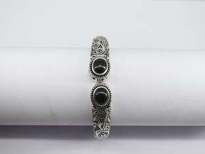 Black Onyx Oval Gemstone Bangle 925 Sterling <b>Silver</b> Adjustable <b>Cuff</b> Handmade Statement Jewelry Gift For Women - Product Image 3