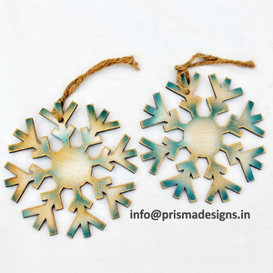 Ornement de Noël rustique personnalisé en bois, pendentif flocon de neige découpé au laser, artisanat DIY, décoration de Noël vintage à suspendre - Product Image 1