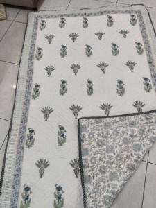 Handmade Cotton Hand Block Printed <b>Quilt</b> Decorative <b>Bedspread</b> Soft Reversible Bedroom Blanket Bulk Supply Export - Product Image 1