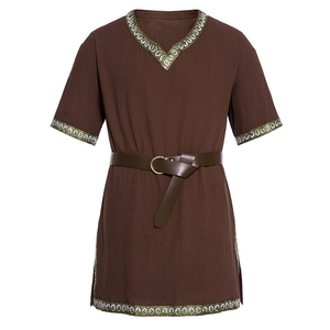 New Style Vintage Men s Clothing Cotton Polyester <b>Medieval</b> Tunic <b>Shirts</b> Short Sleeve Cosplay Costume Tops - Product Image 2