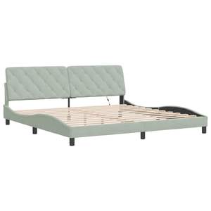 Cadre de lit rembourré en velours gris clair 76 x 79,9 pouces avec lumières LED, matelas non inclus - Product Image 3