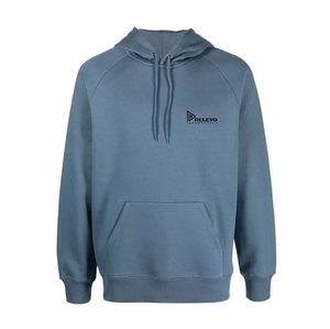 เสื้อฮู้ดผู้ชายสีน้ำเงิน ผ้าฝ้าย 100% ทรงปกติ สวมใส่สบาย สีพื้น ดีไซน์กระเป๋าโลโก้ด้านหน้า - Product Image 5