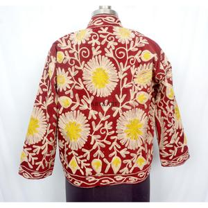 Veste matelassée épaisse pour femme, tendance automne-hiver, broderie florale faite à la main, 100% coton, séchage rapide, écologique - Product Image 5