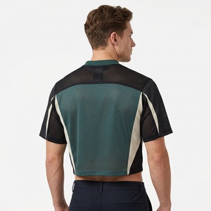 T-shirt sportif à manches courtes pour homme, coupe classique, respirant, en maille, col rond, vert, noir, blanc - Product Image 4