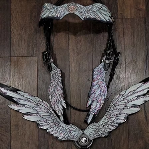 Conjunto de cabezada y pechera de cuero vacuno ligero estilo western con riendas, nuevo diseño, equipo de equitación de alta calidad - Product Image 1