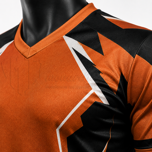 Camiseta de Fútbol Personalizada para Hombre, Manga Corta, Naranja y Negra, Estampado Geométrico, Absorbe la Humedad, Transpirable, Ajuste Atlético, Ropa de Equipo - Product Image 6