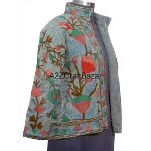 Veste en coton pur 100% brodée à la main, veste en tissu TNT doux faite à la main pour femmes - Product Image 5