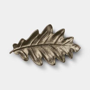 Bol en métal en forme de feuille de chêne, bronze antique texturé, plat de service décoratif, vaisselle - Product Image 5