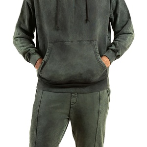 Ensemble de survêtement délavé pour homme de qualité supérieure, en tissu respirant, pour le sport et le jogging, avec sweat à capuche et pantalon, grande taille, style streetwear décontracté, OEM, très demandé - Product Image 2