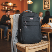 Sac à dos pour ordinateur portable en polyester souple de 15,6 pouces, fermeture éclair étanche, bandoulière arquée, poche intérieure, design unisexe, logo, 36-59L
