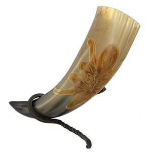 Handcrafted Buffalo Horn Drinking Horn With Gold Rim Vintage Bar <b>Accessory</b> Reusable Natural <b>Drinkware</b> 100% Authentic - Product Image 3