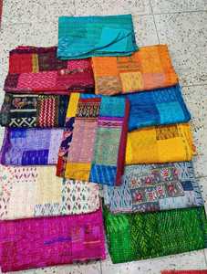 Cotton Kantha Stitch Bedcover Handmade Using Traditional Running Stitch Technique for <b>Comfortable</b> Bedroom and Guest Room Use - Product Image 3
