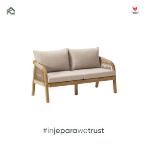 Modern Scandinavian Design Two Seat <b>Outdoor</b> <b>Sofa</b> with Non-Waterproof Cushion Durable for Patio Villa Resort & Indoor Use-Jepara - Product Image 6