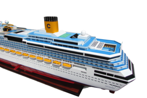 Maquette de bateau de croisière en bois Costa Concordia, faite à la main, personnalisée, autoportante, polie et peinte, décoration de table, objet de collection - Product Image 2