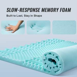 Queen Size 2\" <b>Thick</b> Soft Memory Foam <b>Mattress</b> <b>Topper</b> Cooling Gel Infusion Quick Setup 7 Comfort Zones for Pressure Relief Comfy - Product Image 6