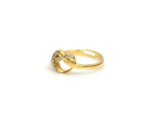 Yellow Gold Zircon Flower <b>Ring</b> Minimalist Design Bezel Setting Round Brilliant Cut Unisex Wedding Engagement Gift Everyday Wear - Product Image 4