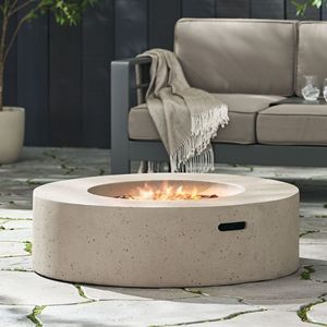 Brasero extérieur rond en béton MgO de 50 000 BTU, gris clair - Couvercle de réservoir non inclus - Product Image 1