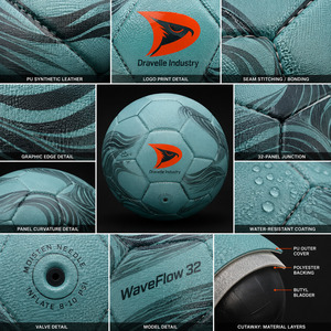 Fabricant de ballons de football en PU à motif personnalisé OEM, design vague d'eau, cousu à la main, taille 5, impression graphique, fournisseur pour matchs et entraînements - Product Image 4