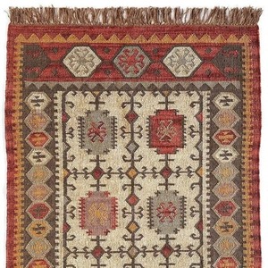 Handmade Kilim Area Rug Rectangle Geometric Pattern Wool Acrylic Flat Pile Jute Backing Hallway Home Decor - Product Image 5