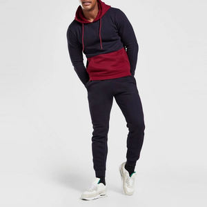 Chándal deportivo a prueba de viento con cremallera para hombre, conjunto de pantalones de chándal con capucha y cremallera completa de bloque de Color de gran tamaño, OEM personalizado - Product Image 1