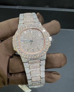 นาฬิกาข้อมือ Shreeji Jewels รุ่นหรูหรา สองสี หน้าปัดประดับเพชร VVS Moissanite ระบบอัตโนมัติ GPS คุณภาพสูง สายสแตนเลส สตีล แสดงผลแบบอนาล็อก กันน้ำ 3BAR สำหรับทั้งชายและหญิง - Product Image 1
