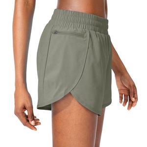 Pantalones cortos deportivos de algodón de cintura alta personalizados para mujer, transpirables, cómodos, cintura elástica, bolsillo, lavado en caliente para entrenamiento de correr - Product Image 2