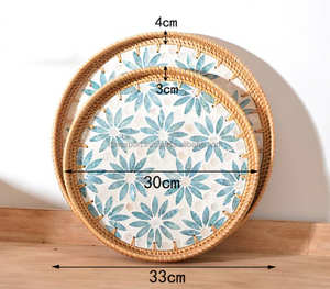 ชุดถาดแล็คเกอร์หวายทันสมัยที่ให้บริการแสดงฝังรอบถาดรูปไข่ - Product Image 3