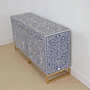 Muebles de mesa con incrustaciones de hueso, los más vendidos, con diseño de mosaico intrincado, muebles decorativos hechos a mano para interiores de casas modernas, en venta. - Product Image 4
