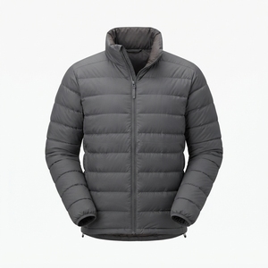 Custom OEM Men's Olive Green Grid Quilted Puffer Jacket Stand Collar Windproof Casual Winter Bubble Coat Bulk Supply - Product Image 3
