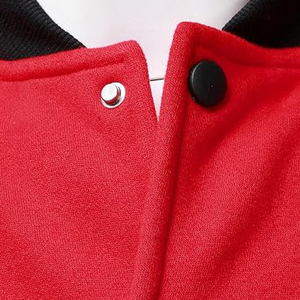Men's Red Black Varsity <b>Jacket</b> PU Leather Sleeve Turn-down Collar Casual Autumn Wear Regular Fit - Product Image 5