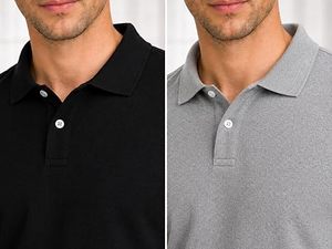 Men's Unisex Golf Collar Casual for <b>Shirt</b> Front Logo 100% Cotton Solid Color <b>Button</b> Front <b>Half</b> Sleeve Breathable 220g Fabric - Product Image 2
