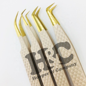 Pince à épiler pour extensions de cils beige très demandée, fabriquée à la main avec de l'acier inoxydable, pointe dorée, pince à épiler durable et testée, vison - Product Image 6