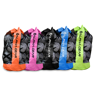 Prime Bags Large Capacity Mesh Sports <b>Ball</b> Bag Drawstring Black Red Travel Backpack Basketball Football Volleyball Soccer - Product Image 2