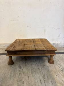 Table de lit traditionnelle indienne du Rajasthan en bois massif, faite à la main, écologique, durable, portable, chaise décorative pour enfants, usage domestique - Product Image 6