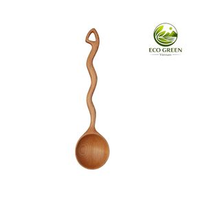 Cuchara de Madera Hecha a Mano con Mango en Forma de Hoja, Cuchara de Madera Ecológica, Utensilio de Cocina Hecho a Mano, Madera Roja Natural - Product Image 3