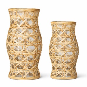 Juego de 2 Portavelas de Ratán, Adecuados para Balcón o Patio, Iluminación Decorativa, Ambiente de Spa y Bienestar, Hechos en India - Product Image 2