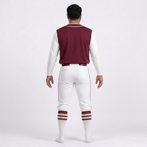 ชุดเบสบอลชาย เสื้อเจอร์ซีย์สีพื้น กางเกงขายาว แขนครึ่งตัว คอวี ติดกระดุม ระบายเหงื่อได้ดี ใส่ได้ทุกฤดู ตัดเย็บตามสั่ง 100% - Product Image 3